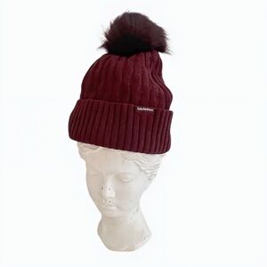 Lululemon Cable Knit Pom Beanie Maroon